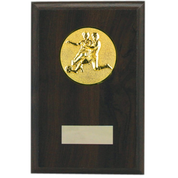 Budget wooden Football plaque 6'' - choice of sports centre 